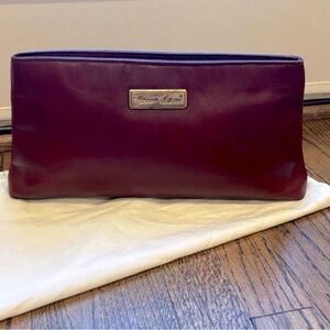 Vintage ETIENNE AIGNER Leather Classic Envelope Style Top-Zip Clutch Bag